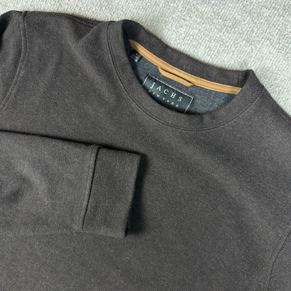 JACHS NY Sweatshirt Mens Large Brown Crewneck Pullover Soft Stretch Casual